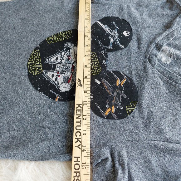 Express Women's Grey Star War Mickey Head Crew Neck T-Shirt Size XS - Picture 6 of 7
